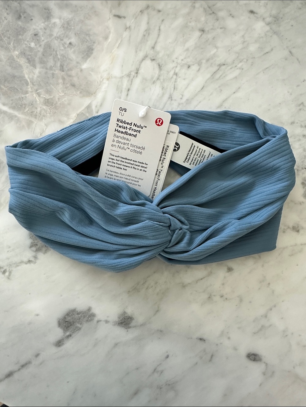 lululemon athletica Ribbed Nulu Twist-Front Headband in Dusty Blue
